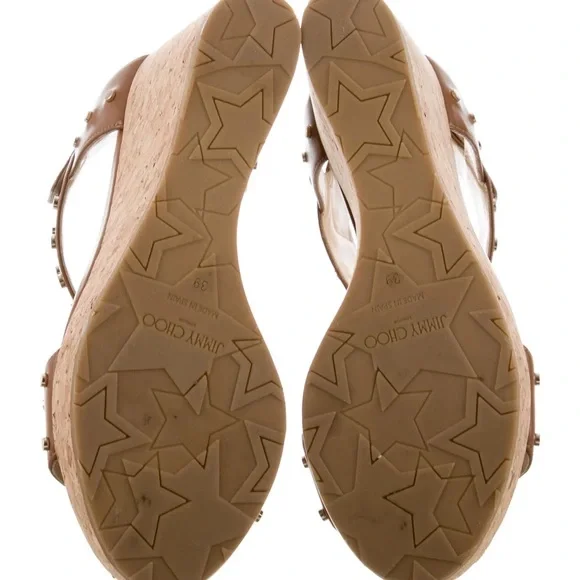 Jimmy Choo Brown Studded Wedge Sandals - Picture 5 of 8